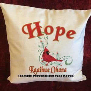Christmas Décor Pillow Cover Embroidered and Personalized- "Hope"